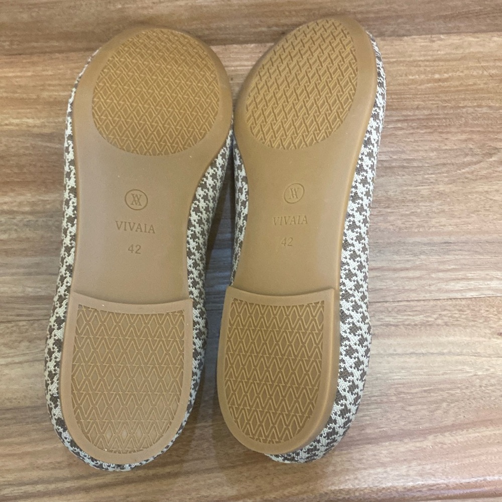 NWT VIVAIA Claire Round Toe Flats in Espresso Houndstooth Size EU 42 - Picture 9 of 13